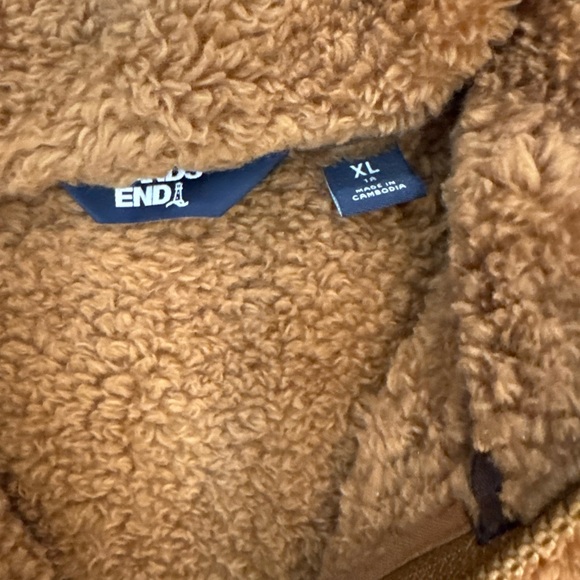 Lands End Womens Brown Quarter Zip Teddy Bear Fleece Jacket XL SOFT Pockets - Picture 3 of 10